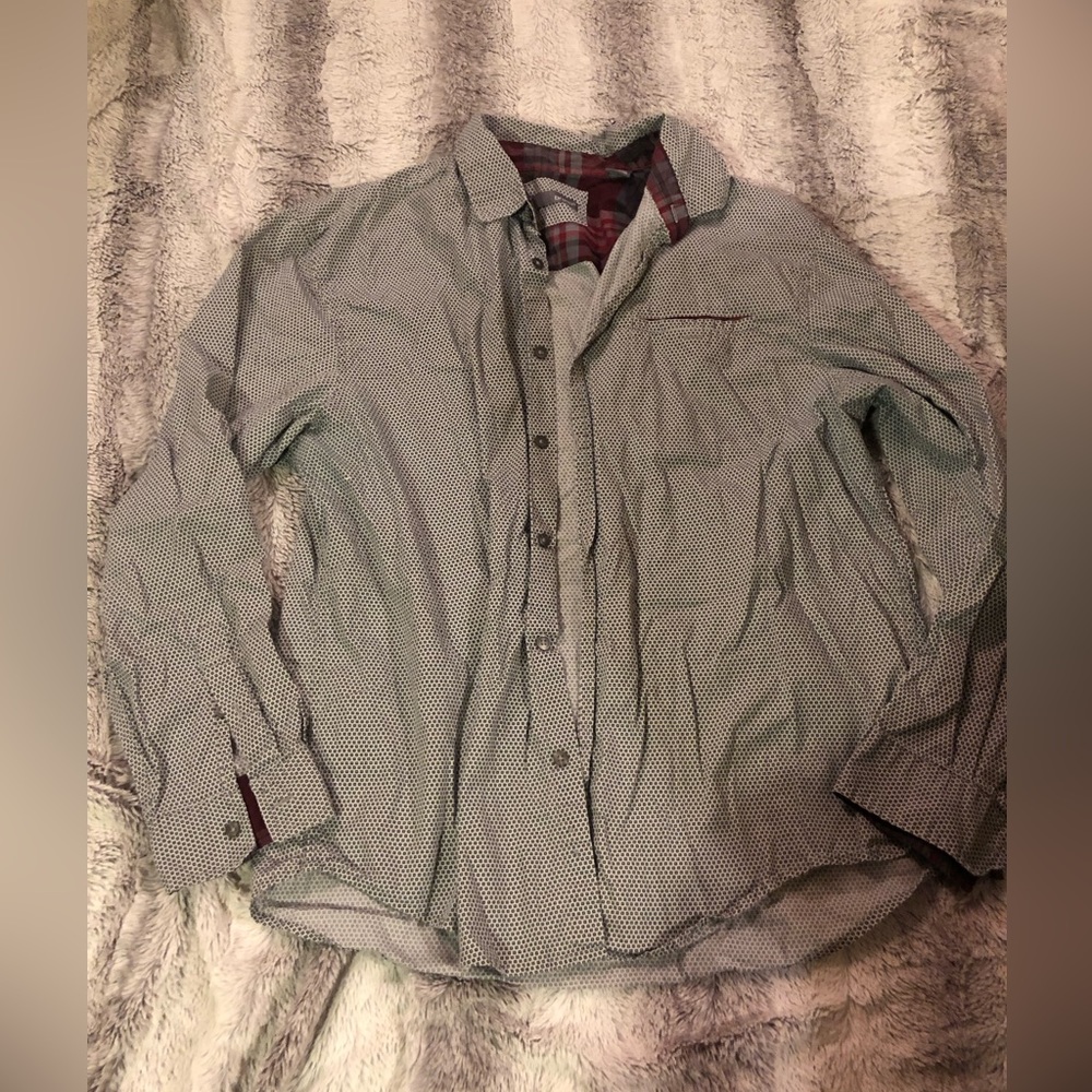 bruno men’s long sleeve button down shirt, navy and white dress shirt